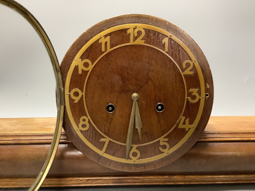 An Art Deco walnut mantel clock